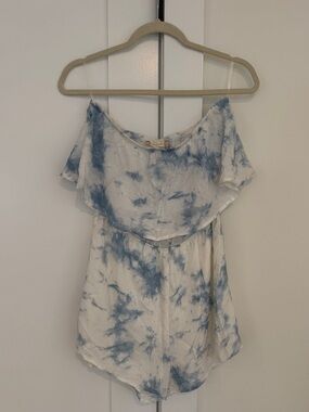 Altar’d State Blue and White Tie Dye Tube Top Romper